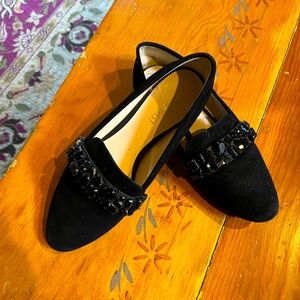 Nine West black suede flats/ loafer